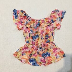 Andree by Unit Womens Off Shoulder Ruffle Floral Print Peplum Boho Size M
